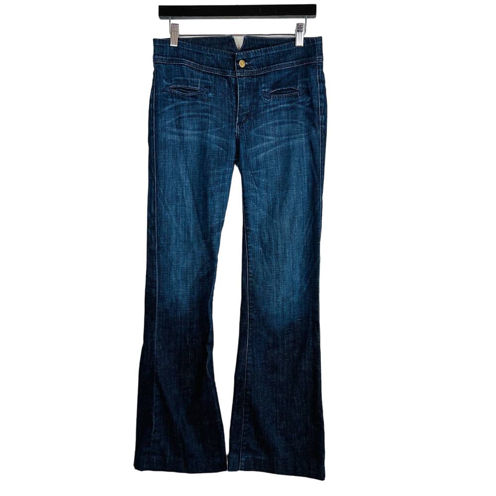 Citizens of Humanity Button Stretch Hi Rise Jeans Wide Leg Dark Wash - 28